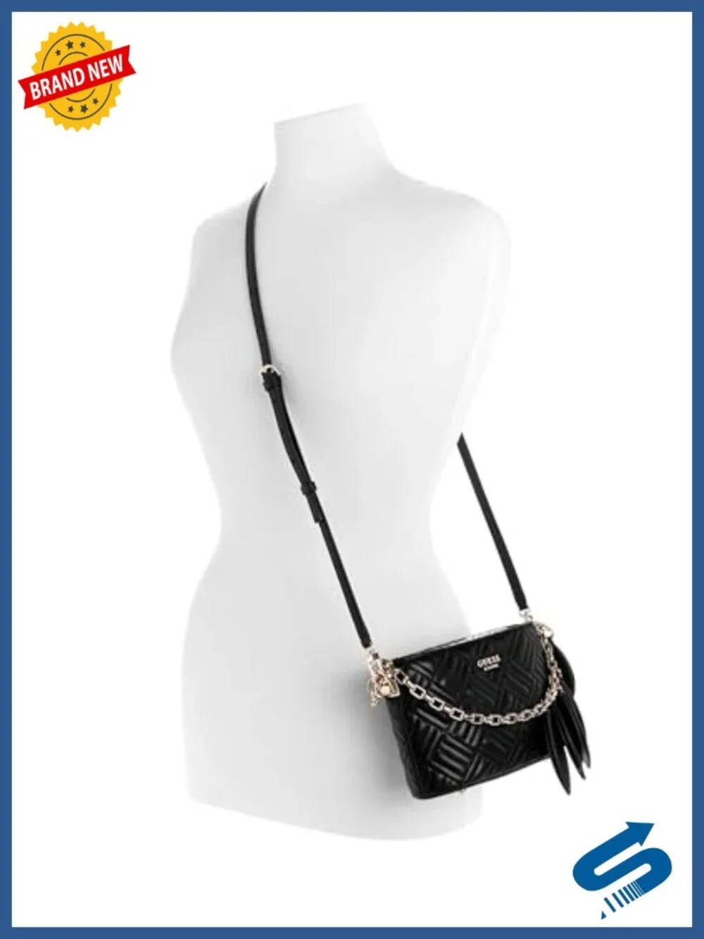 Quilted Mini Bucket Crossbody Bag with Gold Hardware, Adjustable Strap